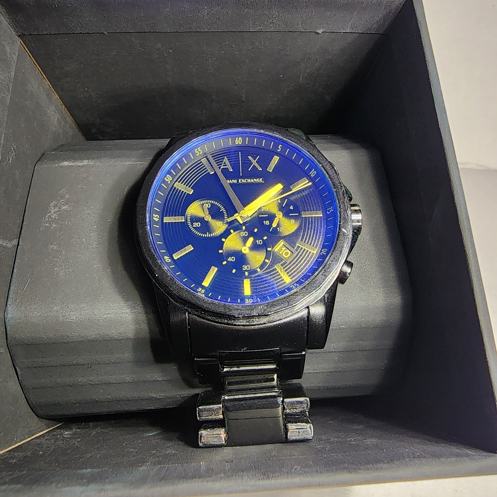 Armani Exchange Black and Blue Chronograph Watch